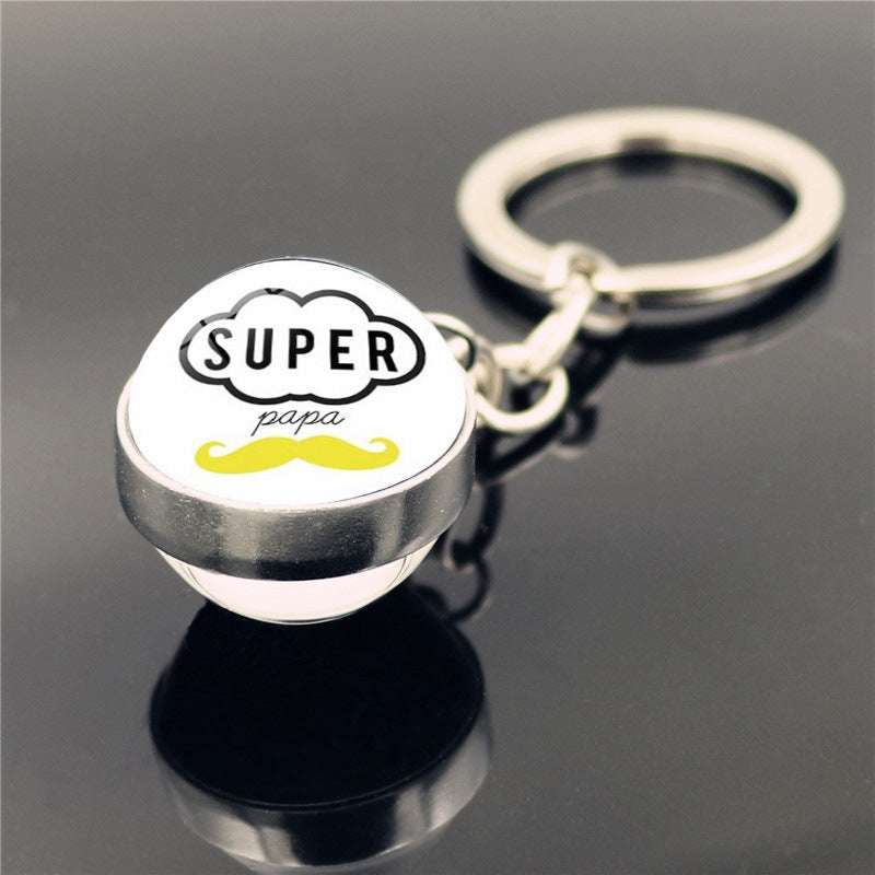 Wholesale Father's Day Gift I Love daddy Double Sided Glass Ball Keychains